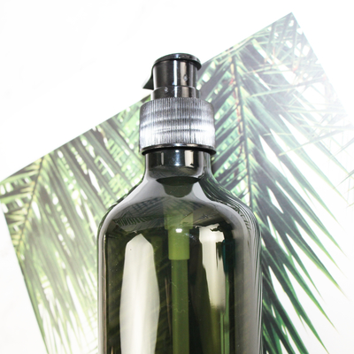 Produsen Grosir Coklat Abu-abu 300ml Botol Sampo Plastik PET Kosong Transparan Dengan Tutup Pompa