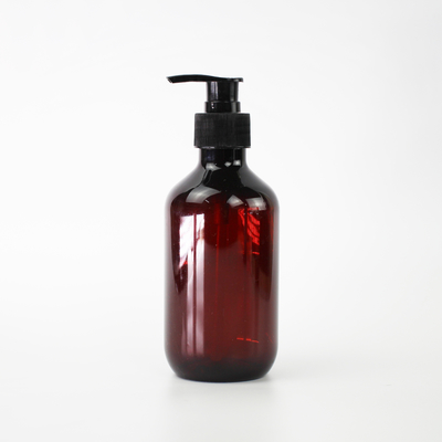 Produsen Grosir Coklat Abu-abu 300ml Botol Sampo Plastik PET Kosong Transparan Dengan Tutup Pompa