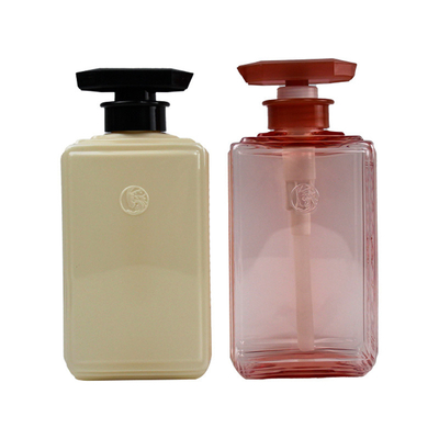 Mencetak 500ml PET Clear Empty Square Lotion Pump Bottle untuk Botol Sampo dan Kondisioner