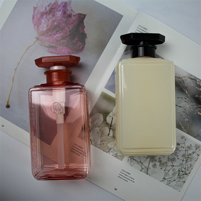 Mencetak 500ml PET Clear Empty Square Lotion Pump Bottle untuk Botol Sampo dan Kondisioner