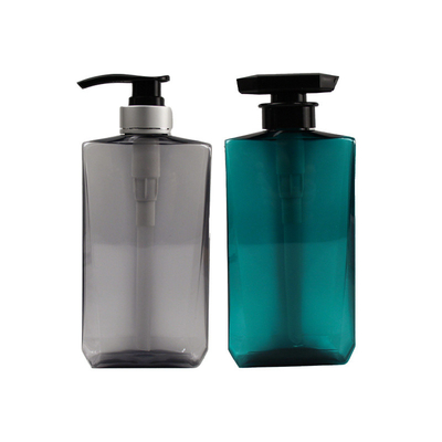 Mencetak 500ml PET Clear Empty Square Lotion Pump Bottle untuk Botol Sampo dan Kondisioner