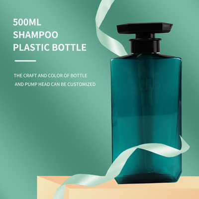 Mencetak 500ml PET Clear Empty Square Lotion Pump Bottle untuk Botol Sampo dan Kondisioner