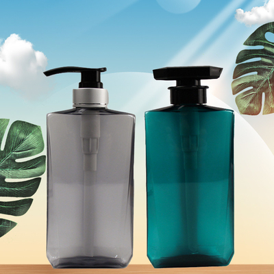 Mencetak 500ml PET Clear Empty Square Lotion Pump Bottle untuk Botol Sampo dan Kondisioner