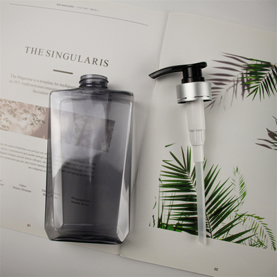 Mencetak 500ml PET Clear Empty Square Lotion Pump Bottle untuk Botol Sampo dan Kondisioner