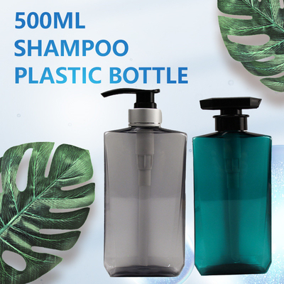 Mencetak 500ml PET Clear Empty Square Lotion Pump Bottle untuk Botol Sampo dan Kondisioner